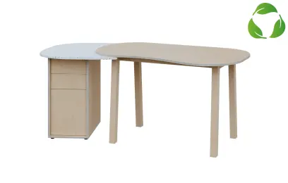 ECO 02 L stůl kancelářský, levý, masivní dřevěná podnož, deska 18 mm, široký 1820 mm, překližka bříz ECO 02 L stůl kancelářský, levý, masivní dřevěná podnož, deska 18 mm, široký 1820 mm, překližka bříza/upcyklovaný plast